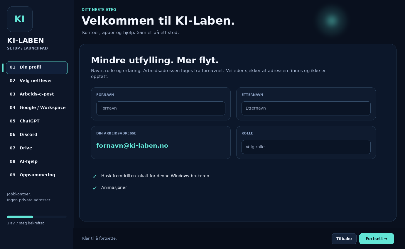 UI-forhåndsvisning: Din profil